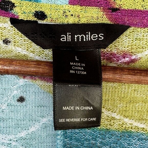 Ali‎ Miles Scarf Front Cardigan Women's Large Lagen Look Multi Color Knit Top - Picture 5 of 10